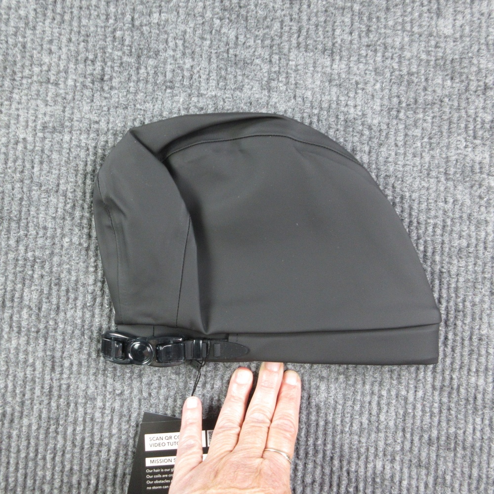 Hairbrella Swim Cap Kids One Size Black Satin-Lined Waterproof Adjustable NWT
